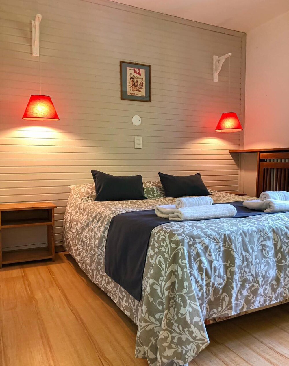 Quarto aconchegante da Hostería Suiza com aquecimento